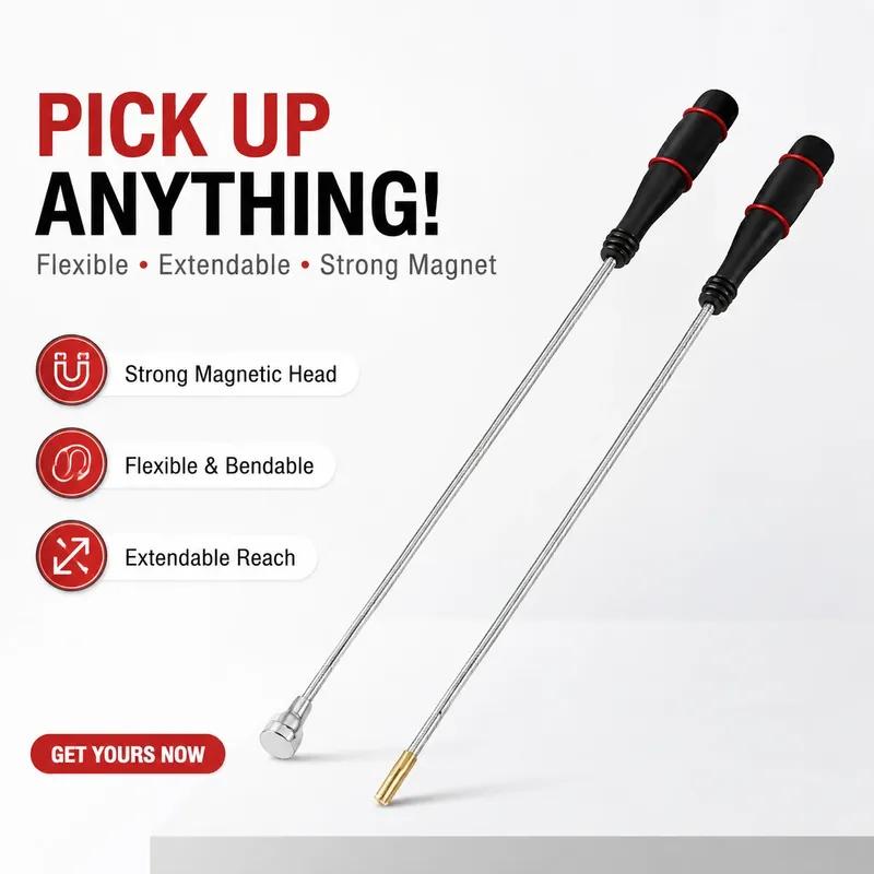 Magnetic Pickup Car Repair Tool Universal Flexible Bendable Spring Extendable Magnetic Pick Up Tools Magnet Stick Hand-held Tool