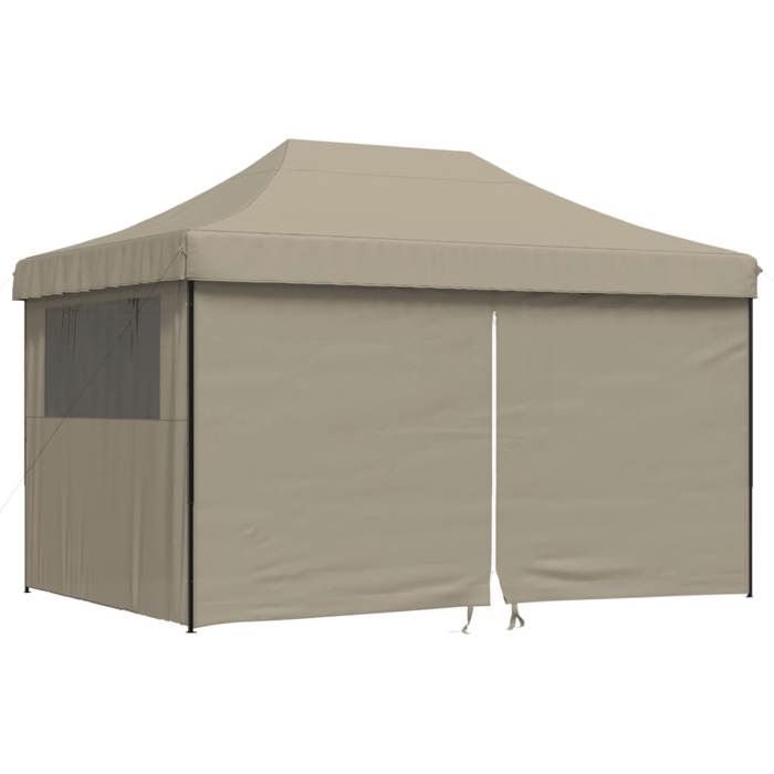 VidaXL Tente de réception pliable escamotable 4 parois latérales taupe, tente, tente à auvent, auvent de gazebo 4004978