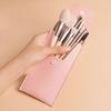 8-Piece Beginner Macaron Makeup Brush Set - Portable Mini Soft Bristles for Blush & Eyeshadow with Carrying Bag