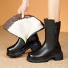 Fashion Women's Snow Boots 2025 New Genuine Leather Women's Middle Boots Non-slip Large Size Women's Winter Shoes Boots