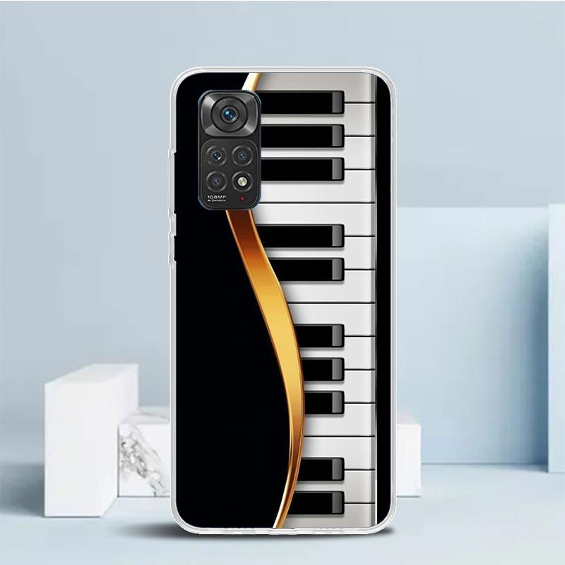 Music Piano Keyboard Phone Case For Xiaomi Redmi Note 15 14 14S 13 12S 12 Pro Plus 11S 11 11T 11E 10S 10 + Soft TPU Back Cover R