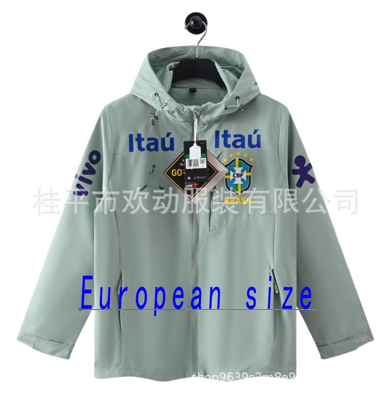 Cross-border Football Jersey Brazil Team Neymar Same Jacket Windproof and Waterproof Men's and Women's Thin Sports Winter Jacket