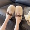Schleife Flachboden Samt Thermische Baumwollschuhe für Damen Winter 2025 neu Ein-Pedal Flachboden Mode Flauschige Baumwollpantoffeln