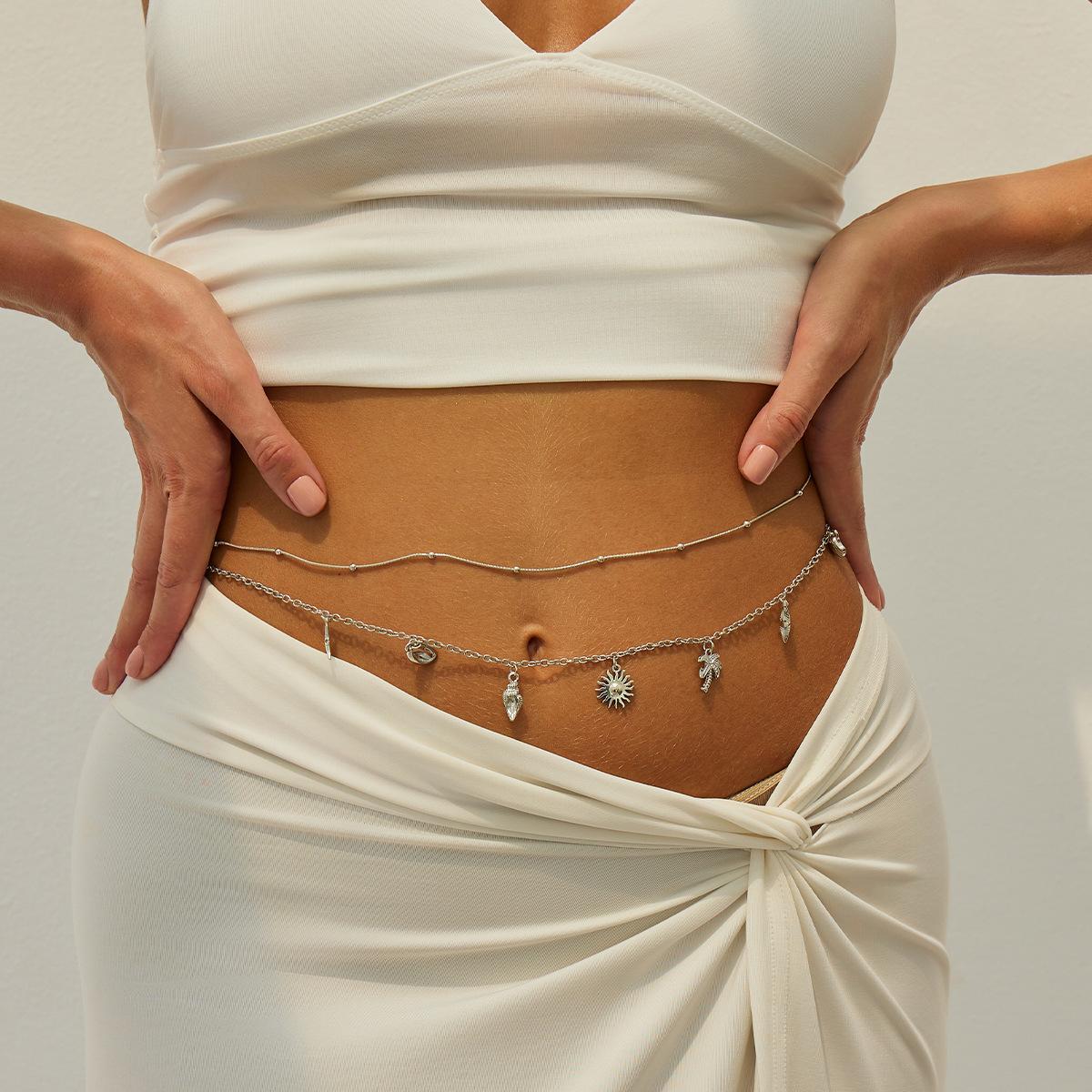 

MultiLayer Starfish Conch Shell Waist Chain Trendy Imitation Pearl Sexy Bikini Gold Color Belly Chain for Women Girl Body Jewelry Gifts