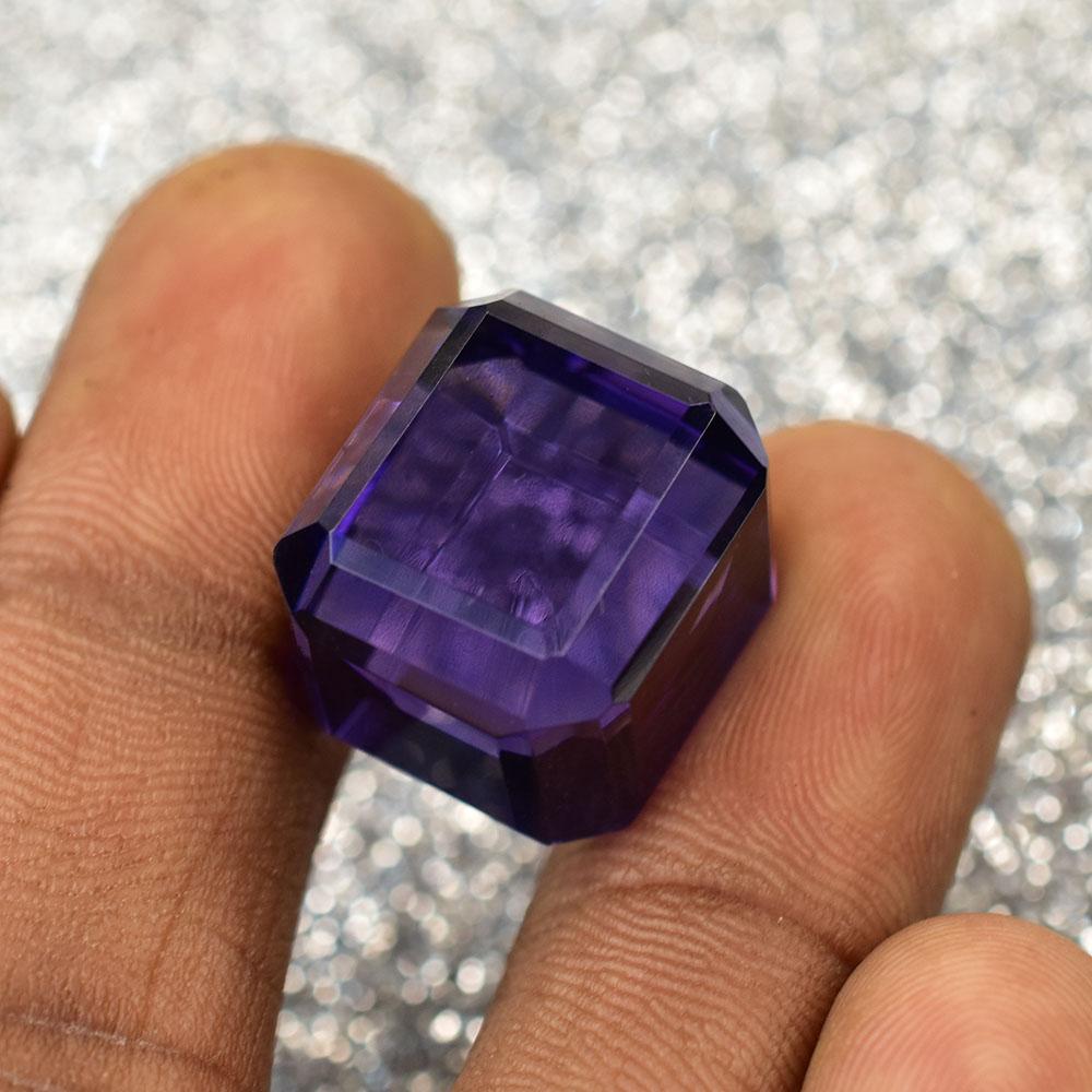 CERTIFIED Natural Purple Amethyst Cube Cut 37.45 Ct Loose Gemstone For Her