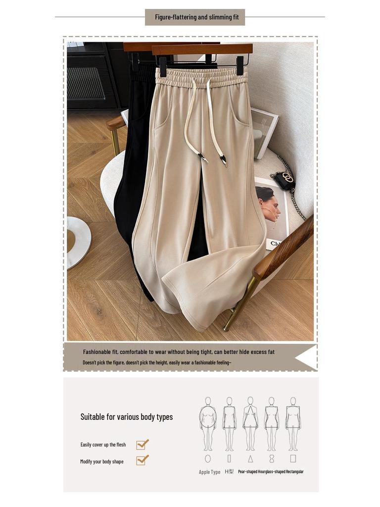 Super Fat Plus Size High Waist Ice Silk Straight-Leg Pants - Women's Summer Nine-Point Casual Style