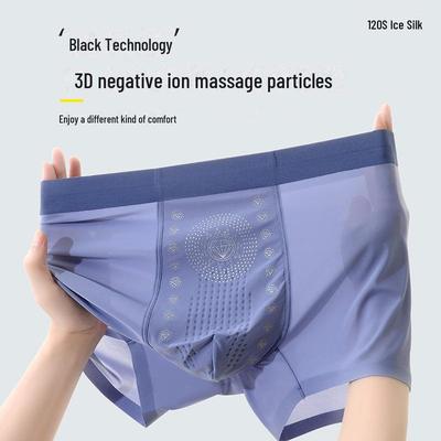Antibacterial Ice Silk Seamless Men's Summer Boxer Briefs - Comfortable One-Piece Underwear for Men and Boys