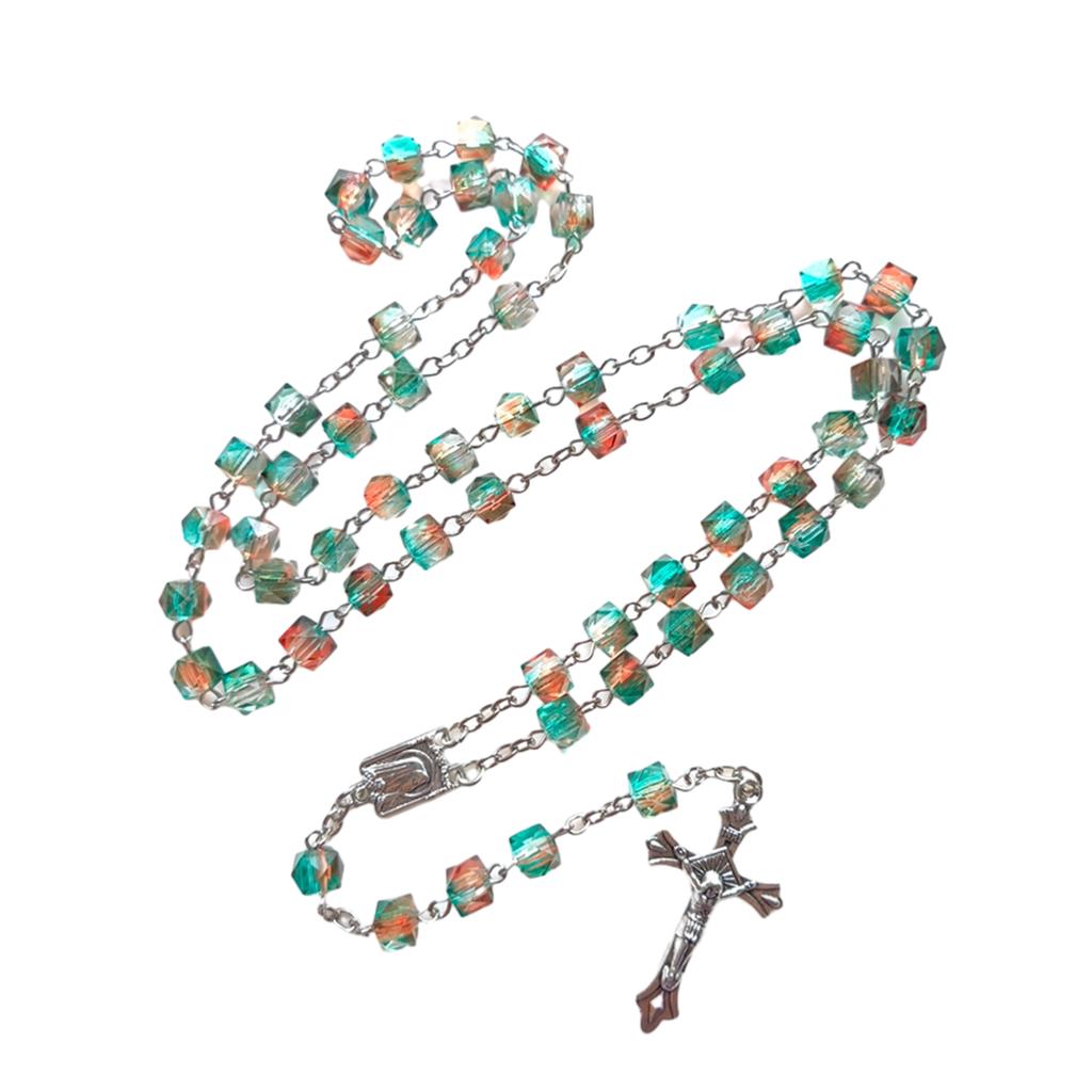 Long Gothic Necklace Cross Rosary Necklace with Vibrant Beads Stand Out Holy Jewelry Charm Ornament for Birthday Wedding