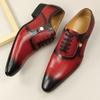 Mode Neue Herren Business Lederschuhe Mode Sommer Schnürschuhe Rot Schwarz Handgeschnitzt Hochzeitsschuhe Jubiläum Büro Oxford Schuhe