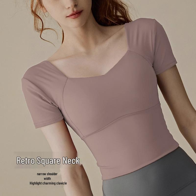 Women's Premium Short Sleeve Sports T-Shirt for Running & Pilates with Chest Pad