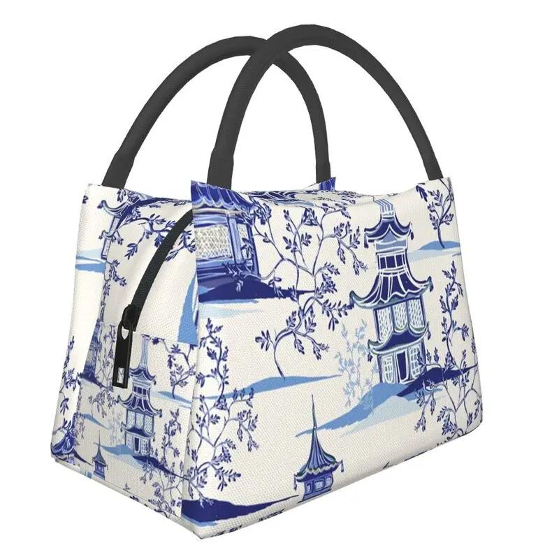 Poster Moară de Vânt Vintage Albastru Delft Olandez Genți de Prânz Izolate pentru Muncă Birou Răcitor Impermeabil Cutie de Prânz Termică Femei