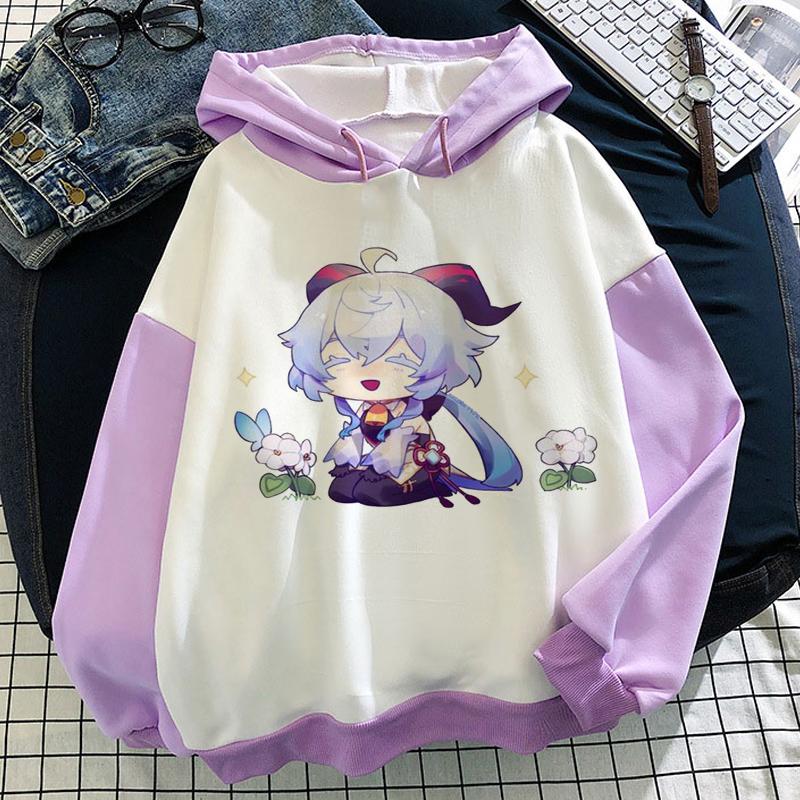 Hoodies Game Genshin Impact Splicing Women 3D Long Sleeve Couple Sweatshirt Pullover Cosplay Oversized Girls Hoodie