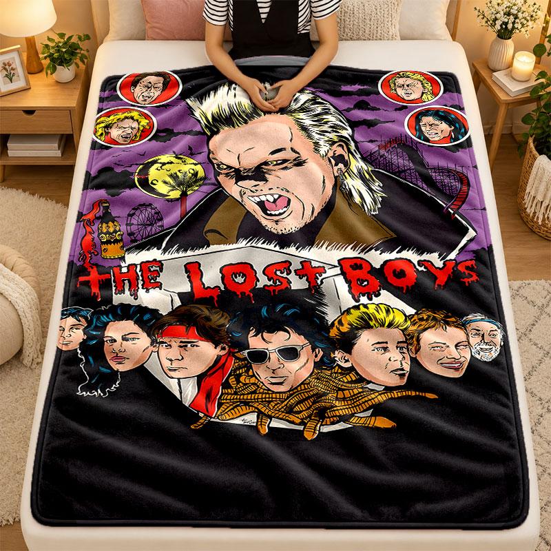 Flannel BlanketThe Lost Boys Warm Soft Throw Blanket for Indoor Sofa Bed Living Room Use