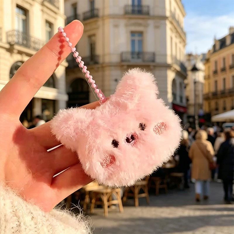/ 5cm Cartoon Soft Animal Keychains, Cute Plush Rabbit Charms, Pink Pig & Frog Doll Keyrings, Backpack Pendants, Gifts for Girls