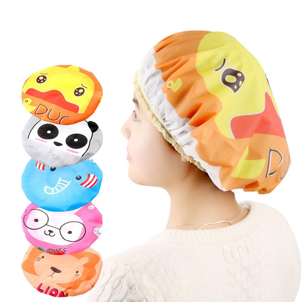 10PCS Animal Cartoon Shower Cap - Waterproof with Lace Elastic Band for Bath & Swim