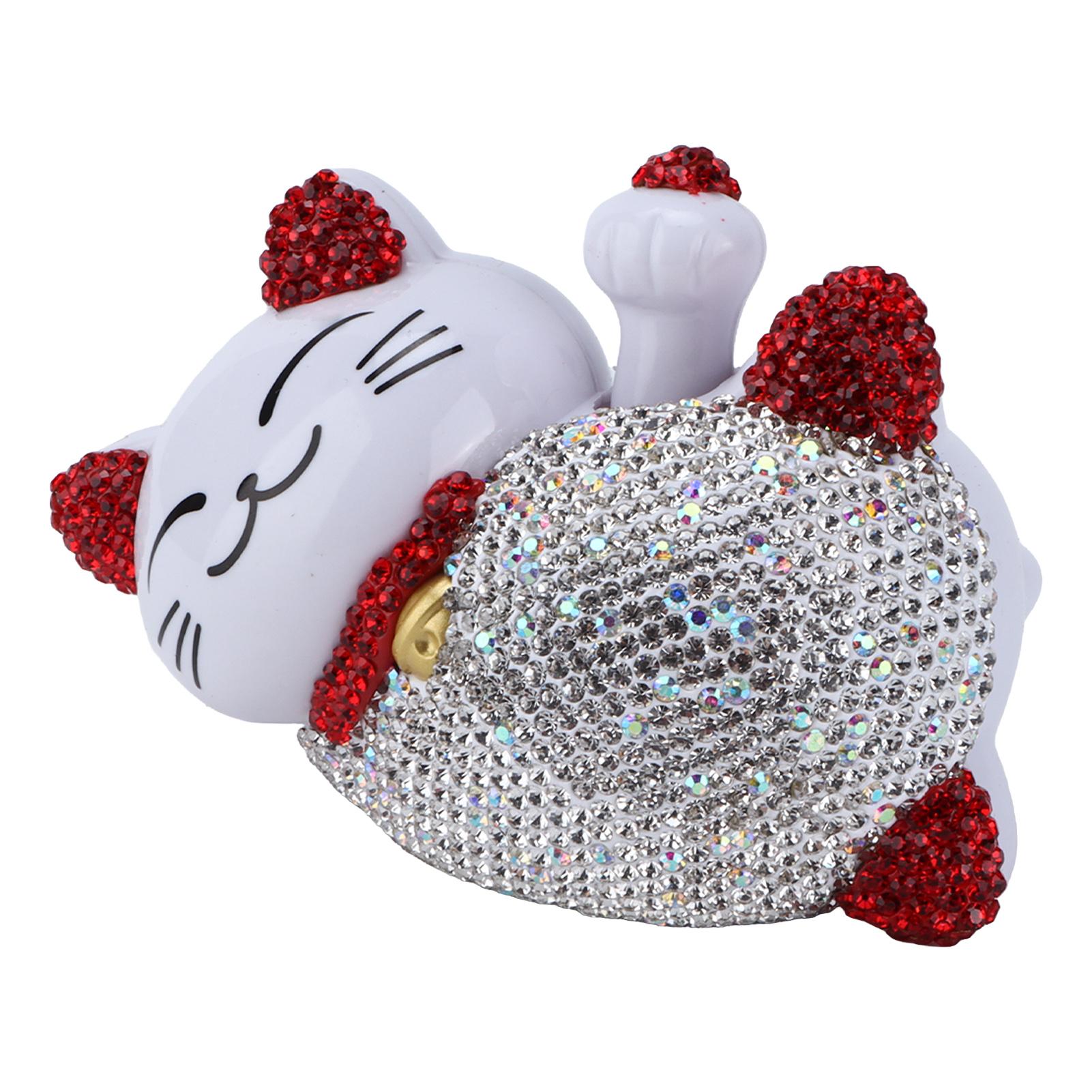 

Удача Счастливый Кот Украшение Интерьера Автомобиля Блестящие Стразы Универсальное Украшение на Панель Приборов Центральной Консоли ФигуркаКрасный красный