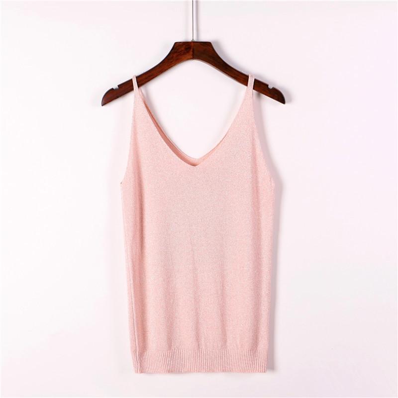 Shiny Sequined Knitted Women's Camisole Vest Top