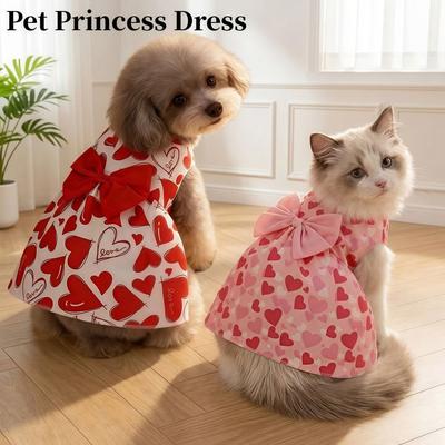 Herzmuster Mittlere/Kleine Haustierröcke Schleife Spitze Hundekleid Sommer Für Welpen Pudel Chihuahua Etc