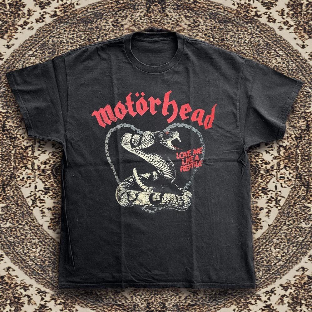 Motorhead Love Me Like A Reptile Футболка с принтом группы Черный Хлопковая Футболка Размер S5XL Унисекс Футболка S