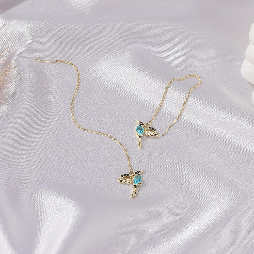 Colored Bird Earline Long Bird Earrings Female Hummingbird Earrings Cute Small Animal Earrings