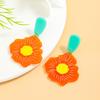 Cartoon cute flower plate earrings women's personality trend color matching acrylic earrings casual daily