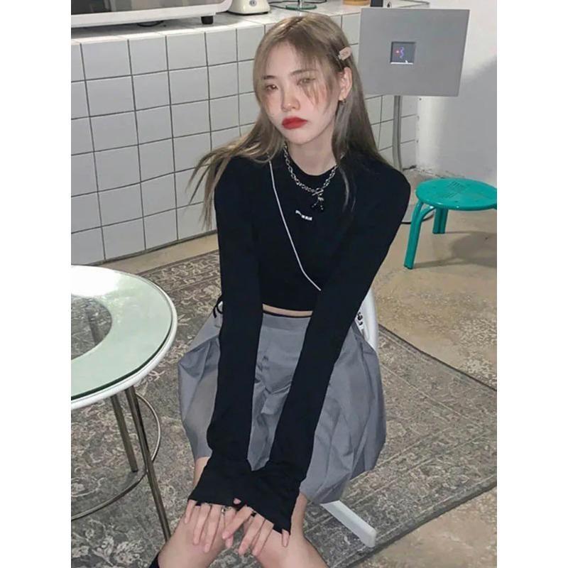 Long Sleeve T-shirts Women Design Sexy Crop Ins Prevalent Bandage Tops Harajuku Ulzzang Street Spring Female Hot Skinny New