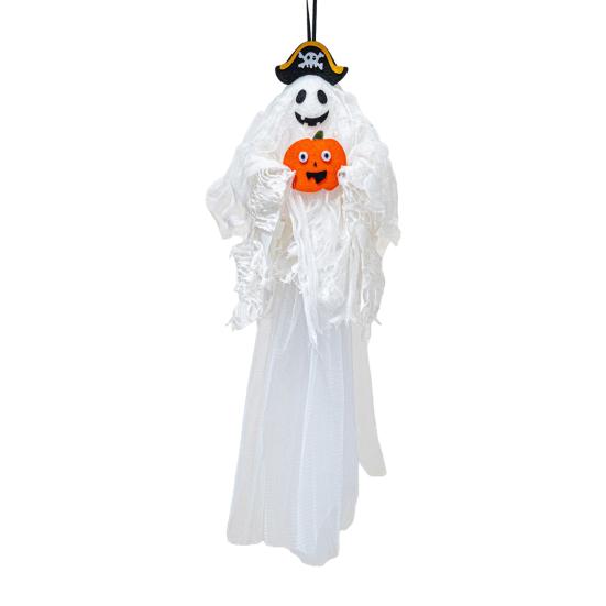 Halloween Hanging Ghost Decoration Spooky Flying Pirate Ghost Holding Pumpkin/Bat/Spider for Indoor And Outdoor Tree Decor