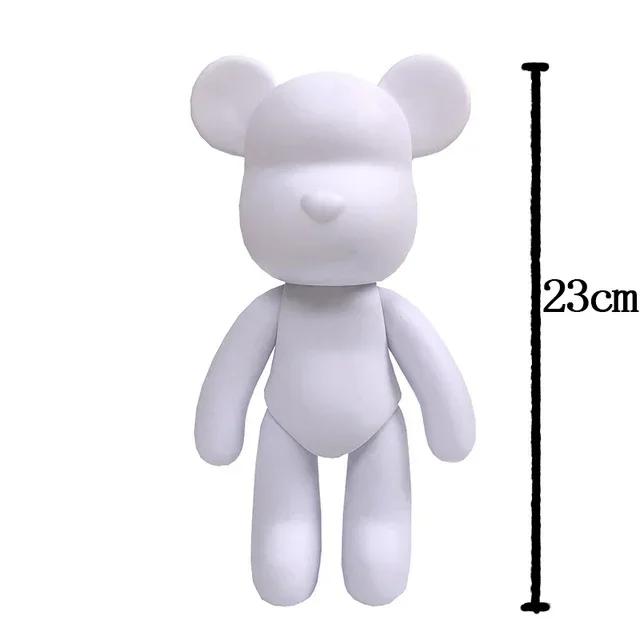 DIY Paint Fluid Rabbit Figure Handmade Pigment Doll Toy White Vinyl Bear Figurine Sculpture House Decoration Table Accessories
