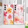 Gėlių lelija hibiskas spausdinimo skaidrus telefono dėklas Samsung Galaxy A55 A54 A53 A14 A16 A36 A35 A13 A15 A25, vintažinis gėlių minkštas dangtelis