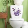 Purple Butterfly Floral Plants Toilet Seat Sticker Bathroom Decor Removable Waterproof Wall Decal