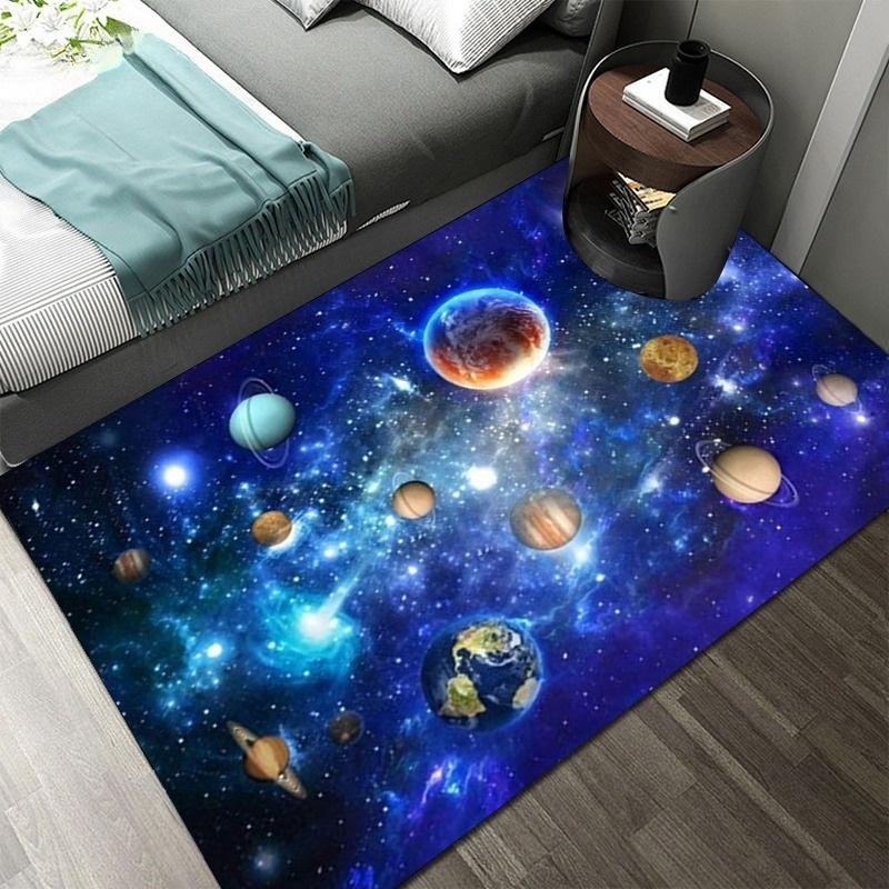 3D Solar System Children's Room Carpet Space Planet Carpet Children's Bedroom Anti-slip Mat Home Decoration Play Crawling Mat
