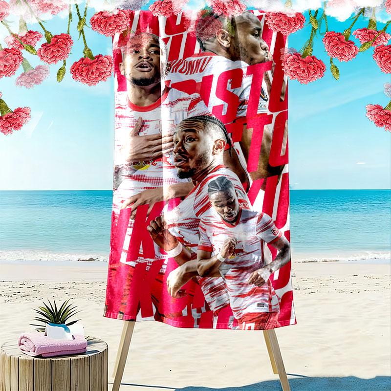Asciugamano da Spiaggia con Stampa RB Leipzig, Asciugamano Grande Morbido ad Asciugatura Rapida per Spiaggia Campeggio Nuoto