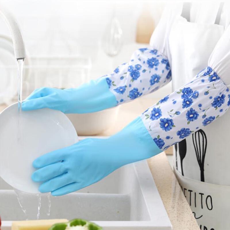USAN HOME Теплые удлиненные резиновые бытовые перчатки