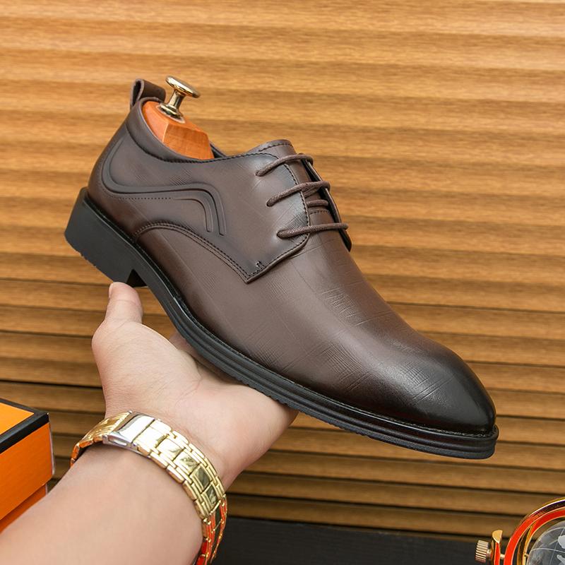 Fashion Men's Fashionable Brand Non Slip Comfortable Soft Sole Business Office Formal Attire Elegant Lace Up Casual Oxford Leather Shoes