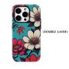 Turquoise Floral Art Print Phone Case for IPhone 17AIR 16E 16 15 14 13 12 11 17 Pro Max Plus Double-layer Back Cover