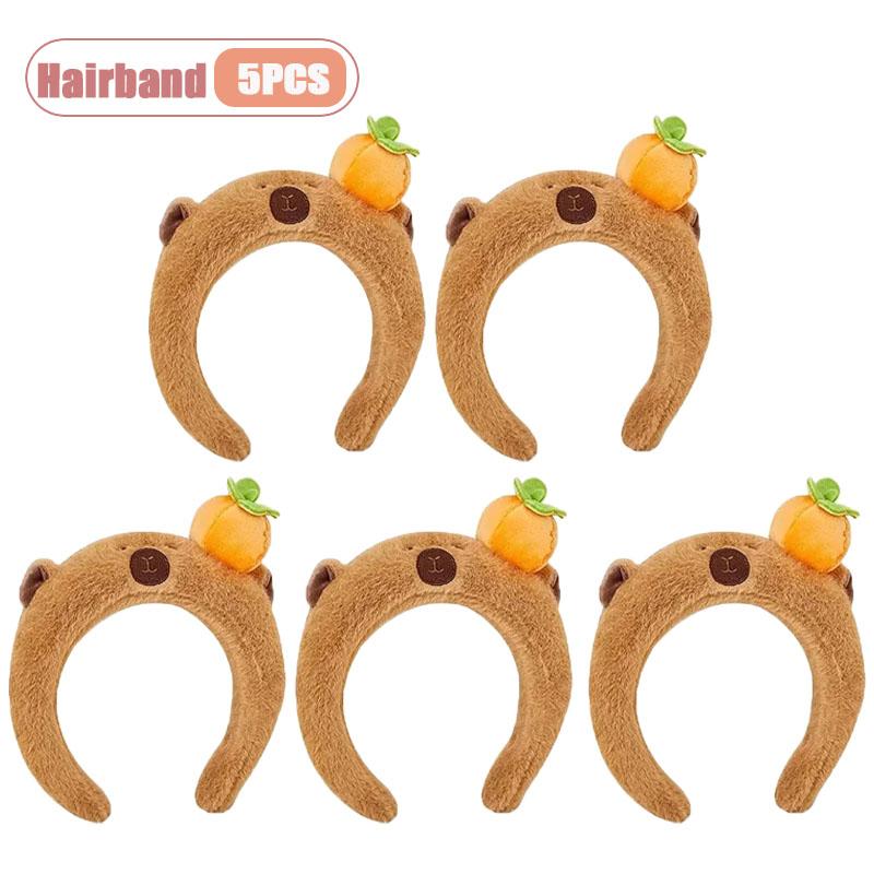 1-5PCS Capybara Headband for Women with Plush Top Cute Animal Hair Clip A Faux Fur Hair Accessory for Face Washing