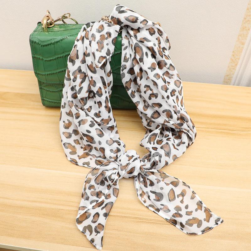 European Leopard Print Chiffon Scarf: Elegant Spring/Summer Neck and Sun Protection 65x65 cm белый/кофейный