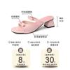 Fashion retro high-heeled cool slippers design sense bow one-word slippers women's summer casual wear French sandals