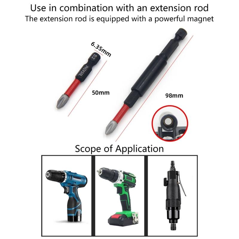 Professional 10 Piece Steel Screwdriver Bits Kit Including Organizers Rack & Magnetic Holder Stand For Tool Organization