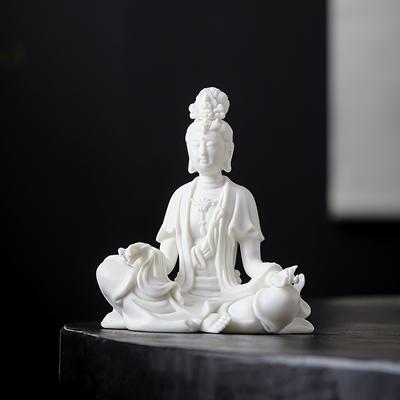 Qiao Lin Bílý Porcelánový Ornament Guanyin, Keramické Sošky Kuan Yin, Buddhistická Ozdobná Soška, Doplňky pro Domácí Dekoraci
