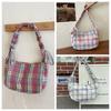 Sweet Pleated Dumpling Bag Large Capacity Women Chic Underarm Bag Cute Lattice Tote Bag  Outdoor