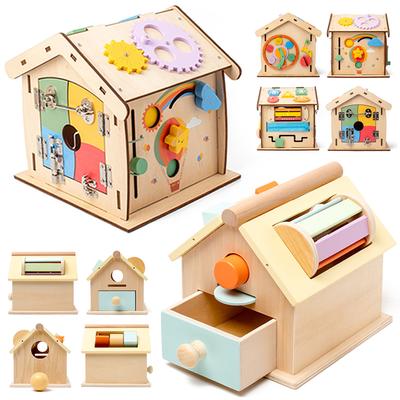 Casa Montessori de Madeira para Crianças Brinquedo Educacional Quadro de Atividades Objeto de Permanência Caixa Habilidade Motora Fina Brinquedos Sensoriais para Criança Pequena