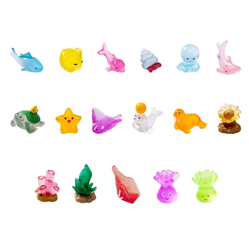 Hot 1PC Luminous Fish Marine Animal Ornament Glow Pendant Micro Garden Craft Resin Landscape Fish Tank Desktop Decoration