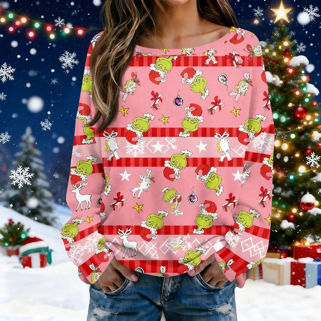 Christmas Sweatshirts For Women Knit Sweater Cute Shirt Fall Crewneck Pullover Tops