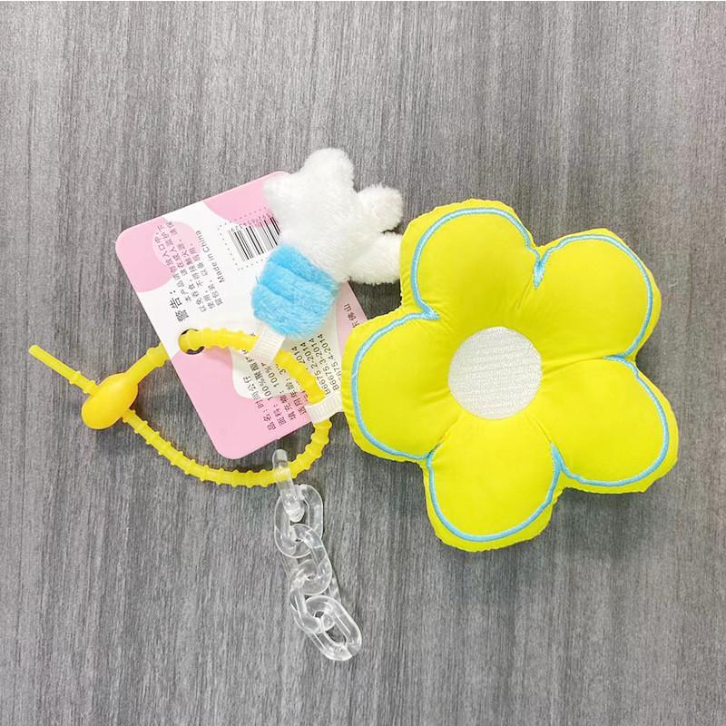 Whimsical Plush Flower Keychain For Cute Backpack Accessories And Gifts In Bright Pink Blue Yellow And Lemon Yellow Colors