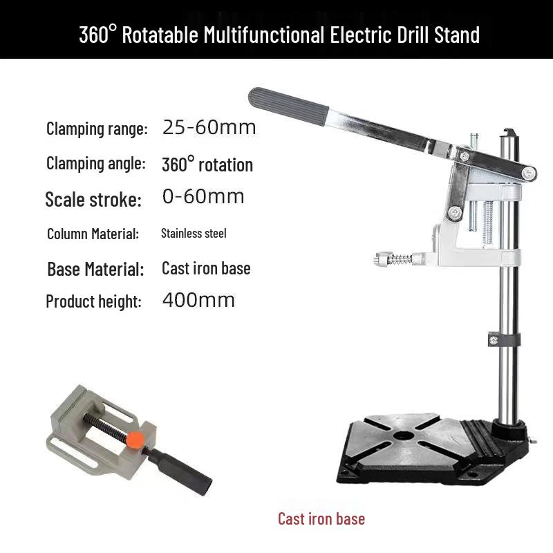 Universal Rotating Electric Drill Stand & Mini Workbench for Punching, Grinding, and Drilling