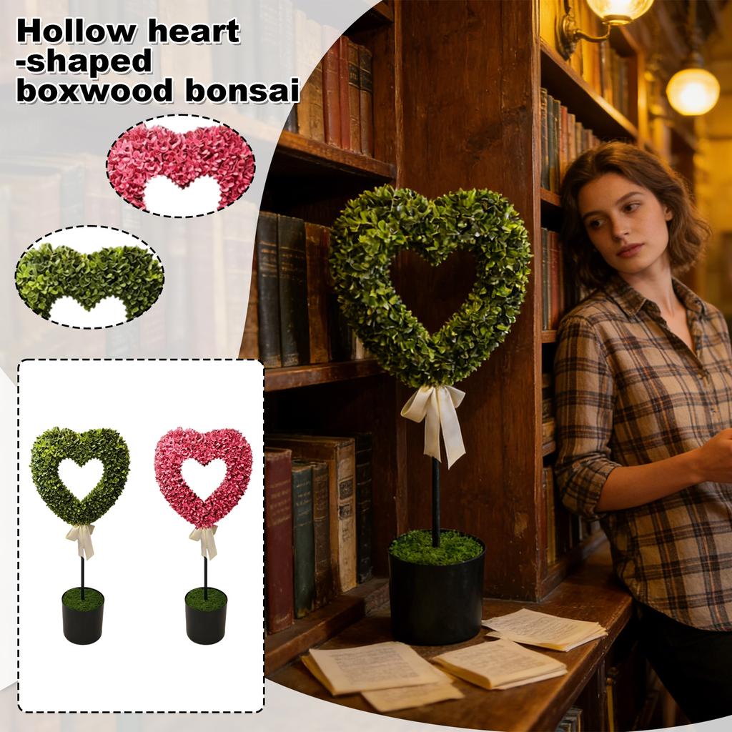 Boxwood Heart With Bow Topiary