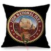 Famous National Park Vintage Poster Style Home Decoration Cushion Cover Yak Flamingo Forest Cotton Linen Sofa Chair Pillow Cases