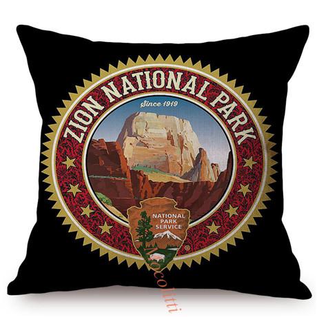 Famous National Park Vintage Poster Style Home Decoration Cushion Cover Yak Flamingo Forest Cotton Linen Sofa Chair Pillow Cases