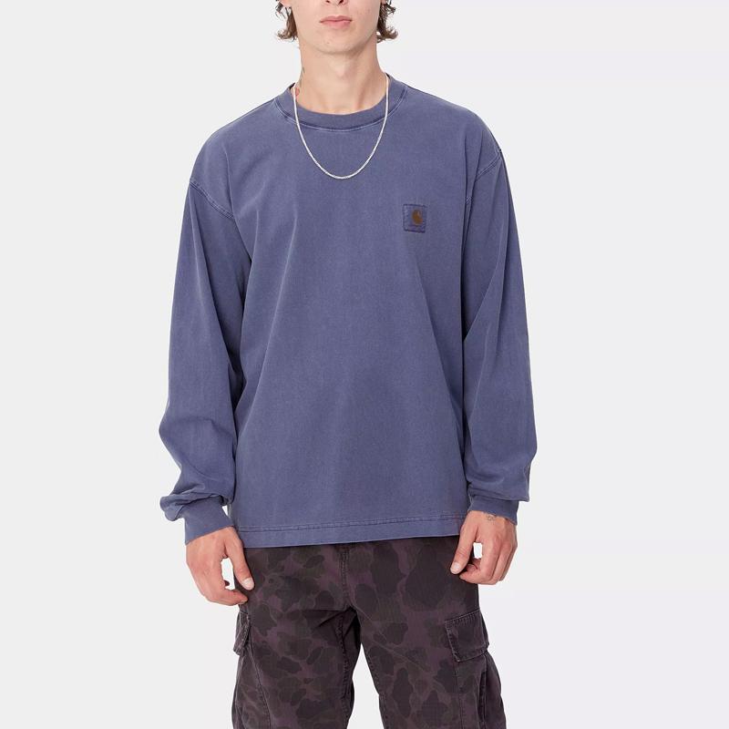 Carhartt WIP L/S Vista FW24 T-Shirt Loose Fit Square Label Crew Neck Long Sleeve T-Shirt Men Tops Purple I030779-2BZ-GD